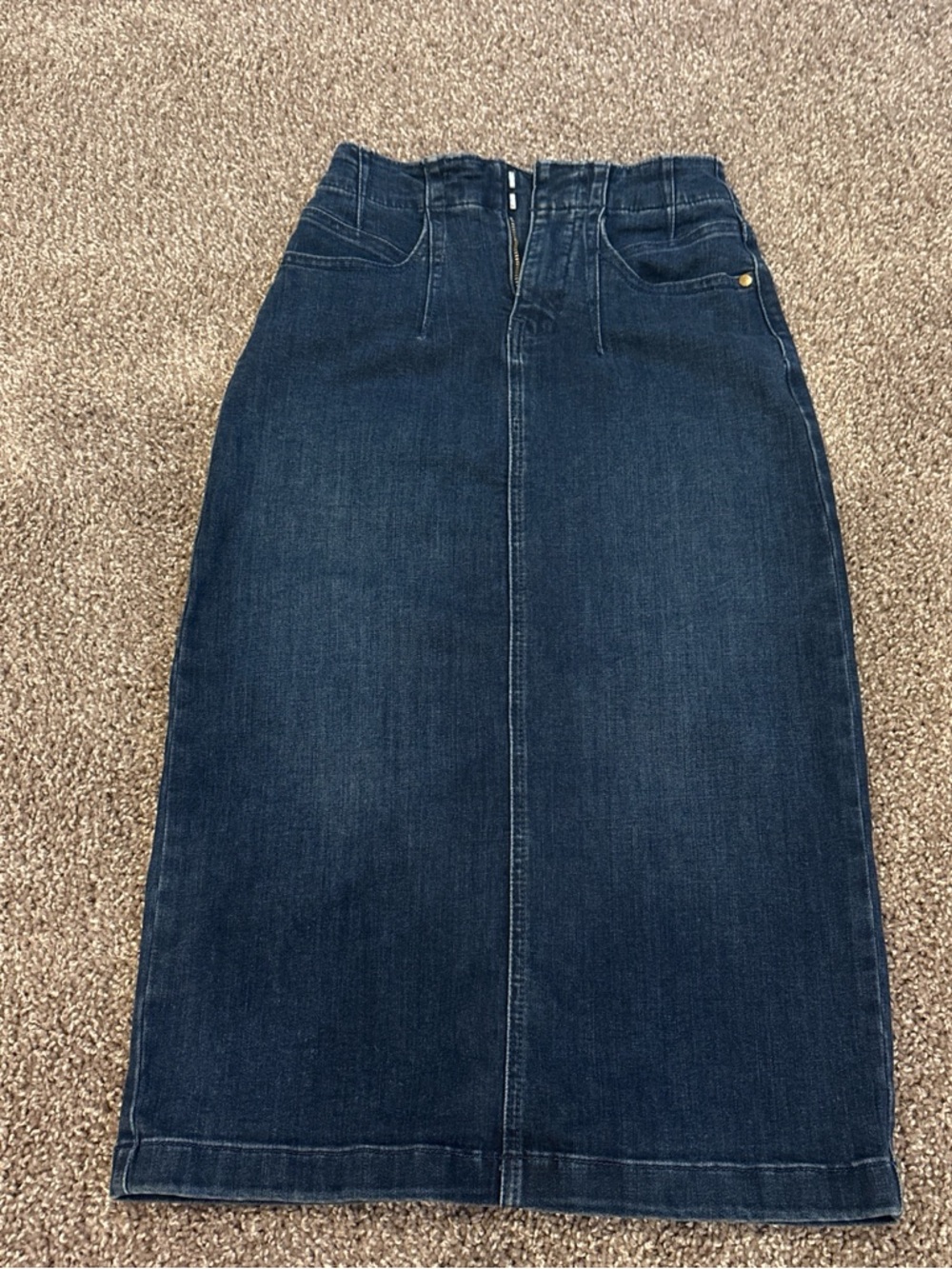 Anthropologie Dark Blue Denim Midi Skirt